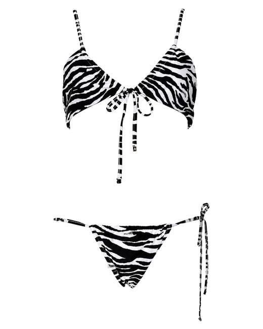 The Attico White Bikini "Il Primo Bagno" Con Stampa Animalier
