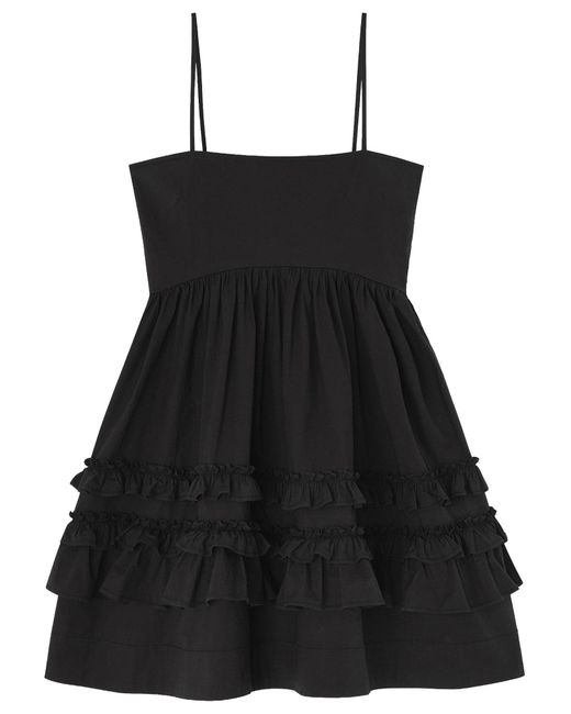 Ganni Black Organic Cotton Mini Dress