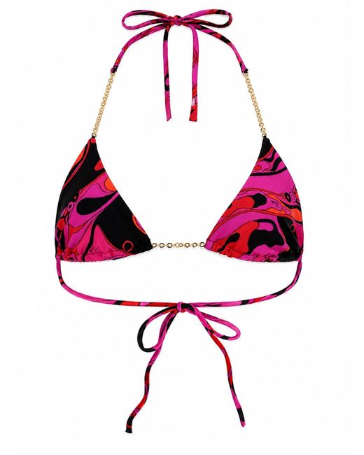 Emilio Pucci Red Top Bikini Con Stampa