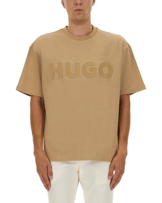 HUGO Oversized Logo T-Shirt in Natural for Men | Lyst UK