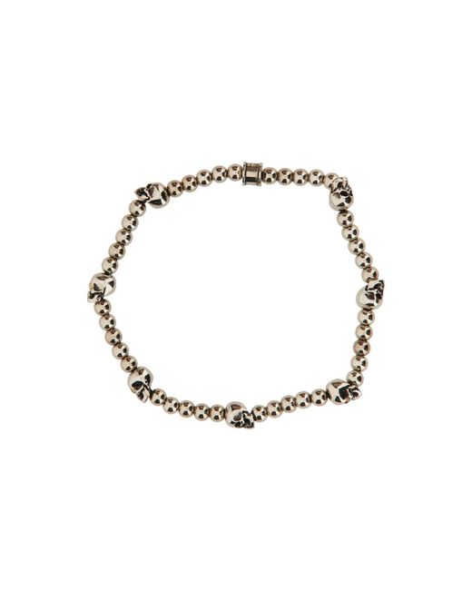 Bracciale Con Perline E Teschi di McQueen in White da Uomo