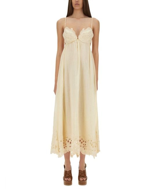 Zimmermann Natural Embroidered Dress "Coco"