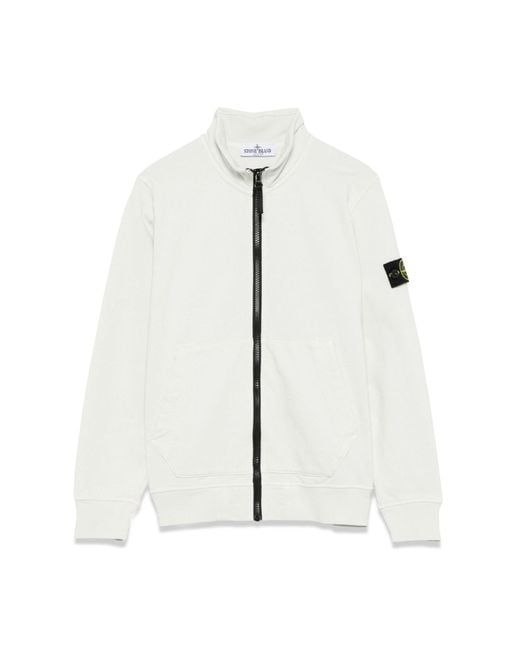 Stone Island White Zip Sweatshirt