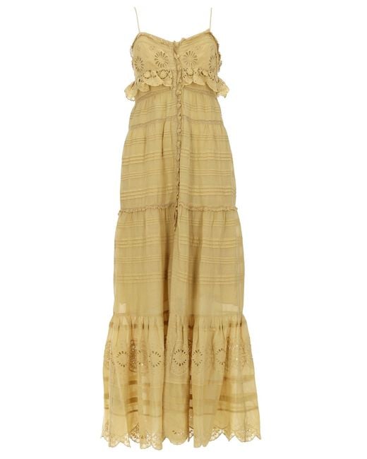 Isabel Marant Metallic Embroidered Square Neck Maxi Dress