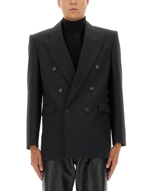 Saint Laurent Black Double-Breasted Wool Blazer for men