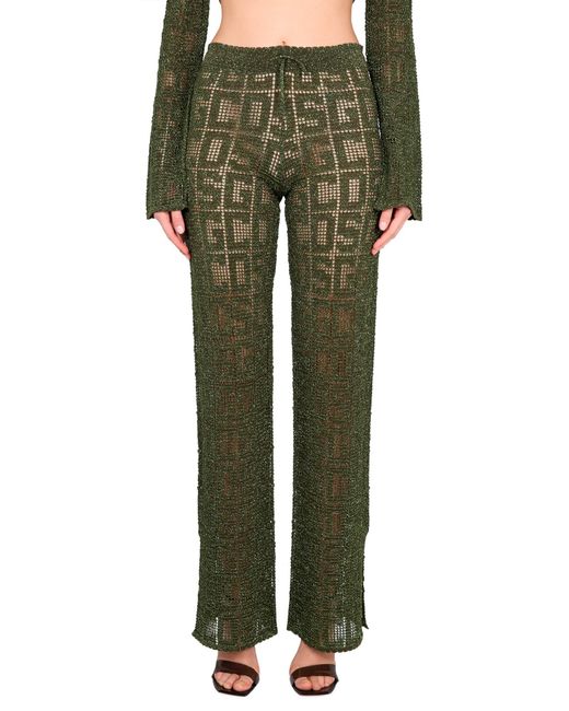 PANTALONE MACRAME' MONOGRAM di Gcds in Green