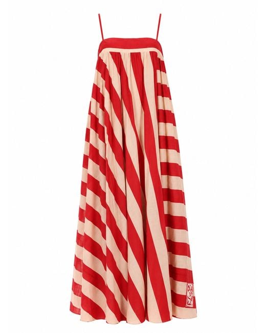 Zimmermann Red Abito Maxi A Righe "Roselight"