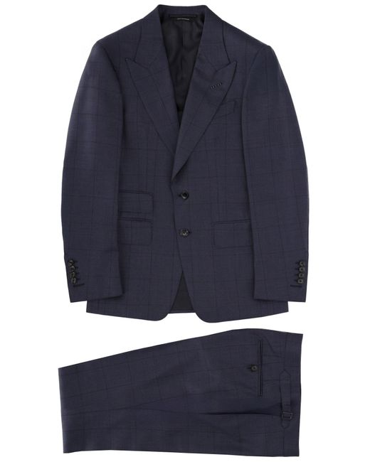 Tom Ford Blue Checked Suit for men