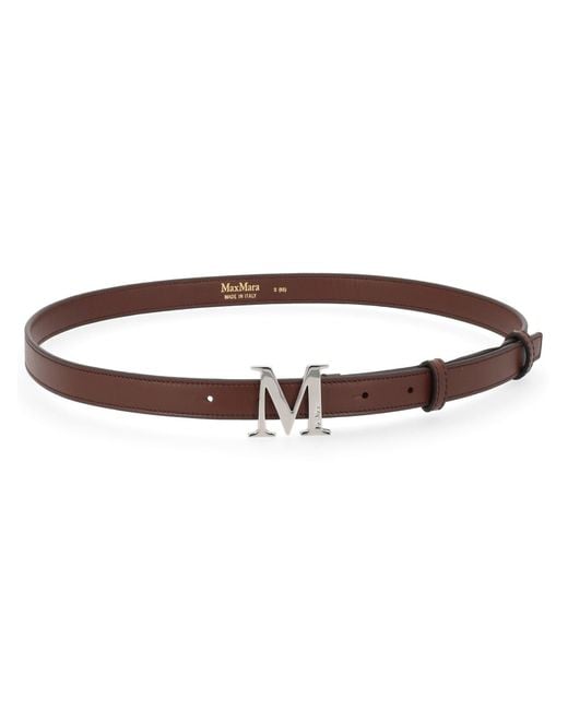 Max Mara Brown Belt With Logo Buckle