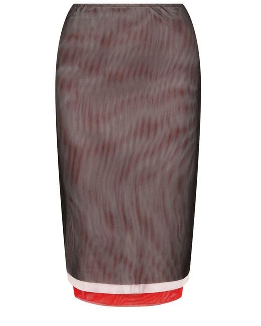 MSGM Brown Midi Pencil Skirt