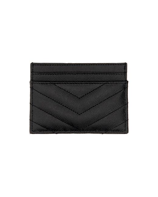 PORTACARTE IN PELLE GRAIN DE POUDRE CON LOGO MONOGRAM di Saint Laurent in Black