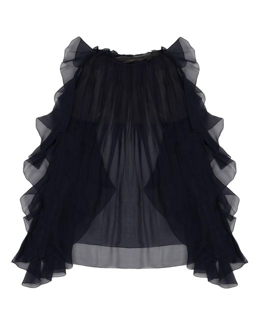 Alberta Ferretti Blue Solid Round Neck Top