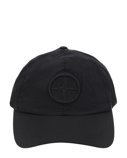 Stone Island Black Cappello Da Baseball Con Logo for men