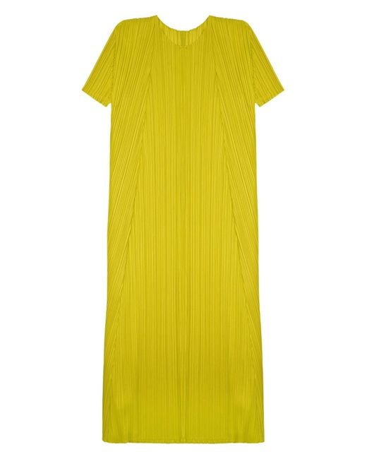 Pleats Please Issey Miyake Yellow Abito Midi