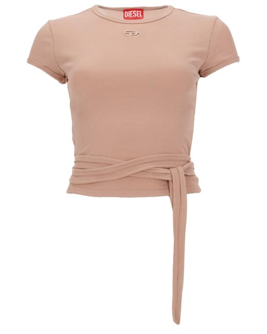 DIESEL Pink T-Shirt A Costine Con Lacci