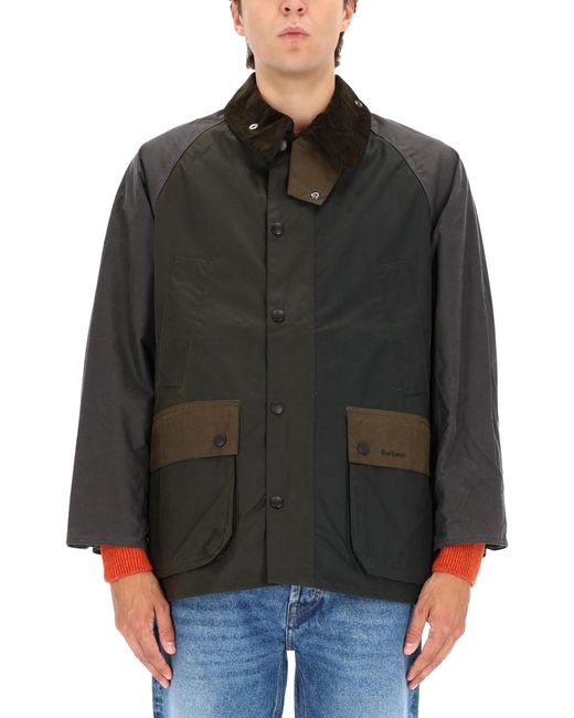 Barbour Gray "Patchwork Bedale" Waxed Jacket for men