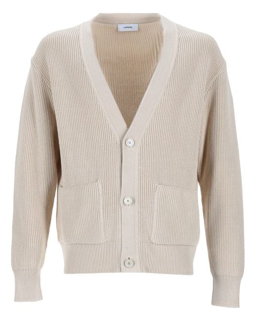 Lardini White Knitted Cardigan for men