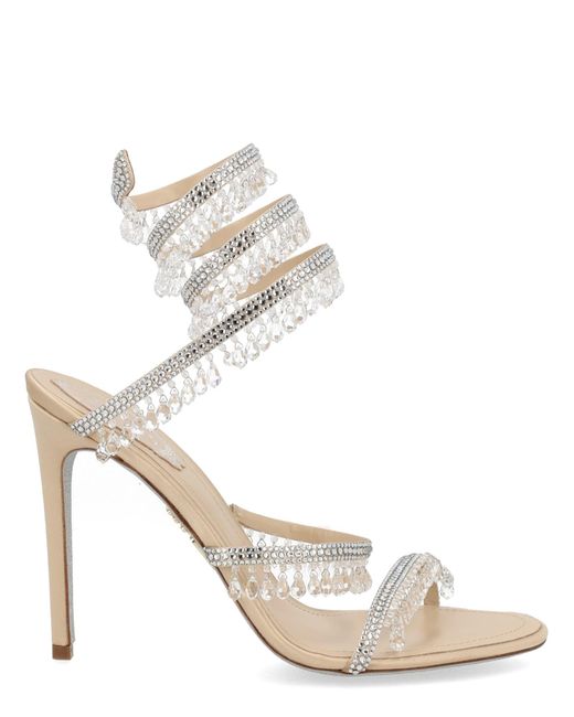 Rene Caovilla White Chandelier Heel Sandals