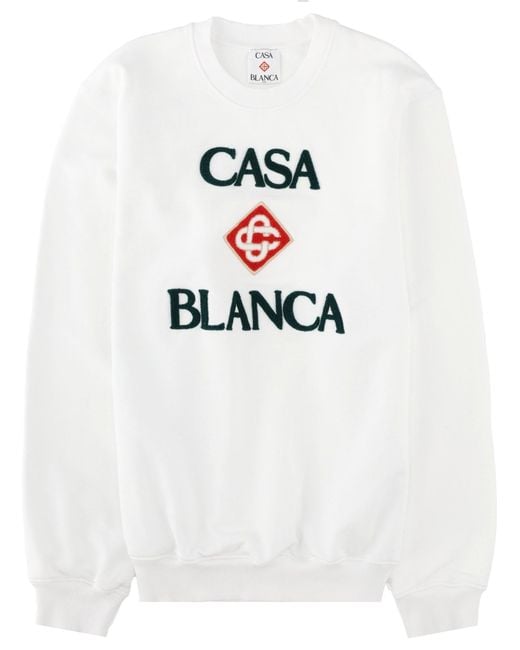 Casablanca White Felpa Con Logo Ricamato for men