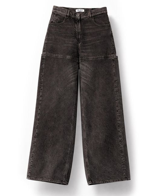 The Attico Gray High-Waisted Wide-Leg Jeans