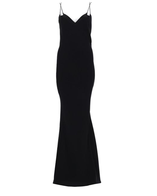 Tom Ford Black Solid V Neck Maxi Dress