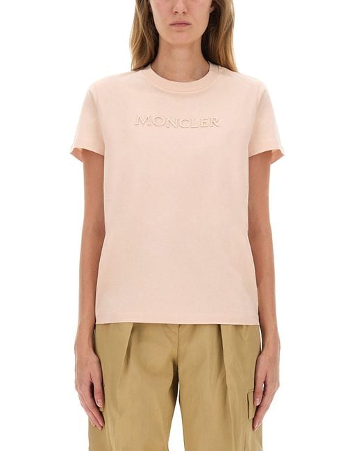 Moncler Natural Cotton T-Shirt With Logo