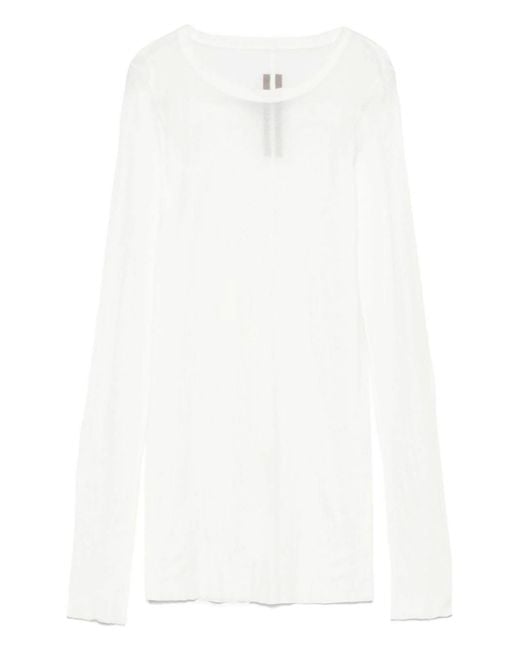 Rick Owens White Solid Round Neck T-Shirt