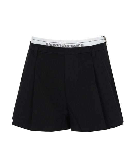 Alexander Wang Black Shorts Con Elastico Logato