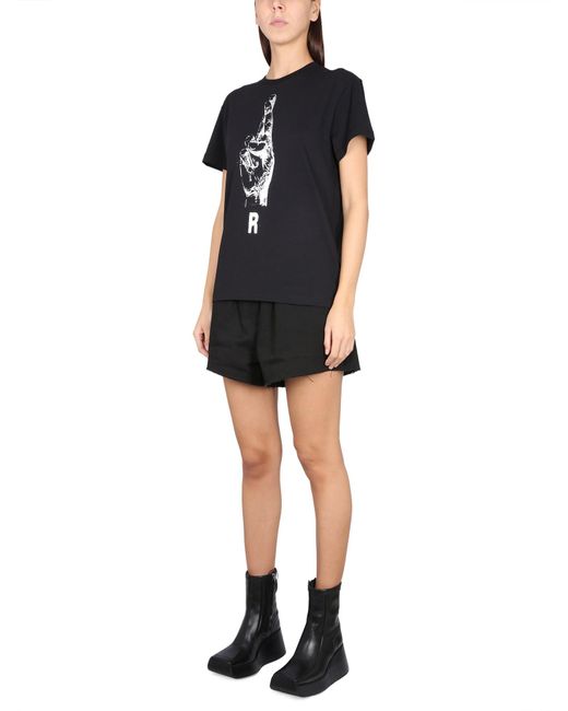 T-SHIRT GIROCOLLO IN JERSEY DI COTONE CON STAMPA LOGO di Raf Simons in Black
