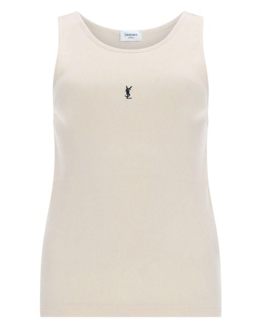 Saint Laurent Natural Canotta "Cassandre"