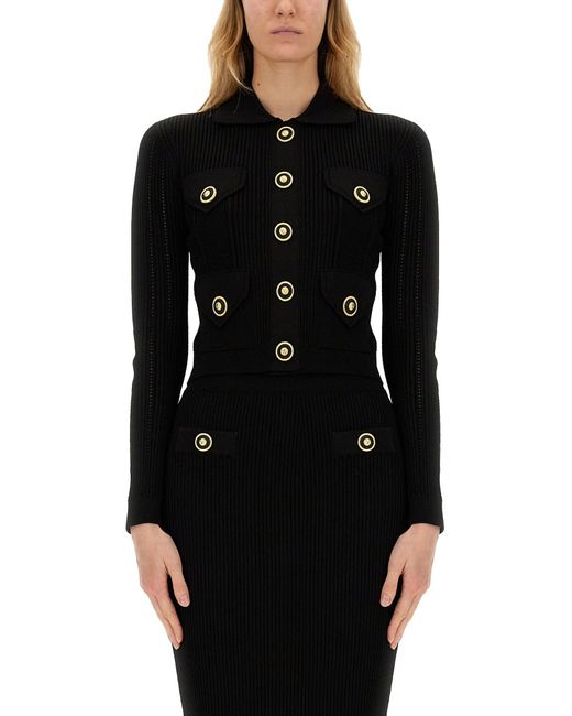 Balmain Black Lace Sweater With Collar