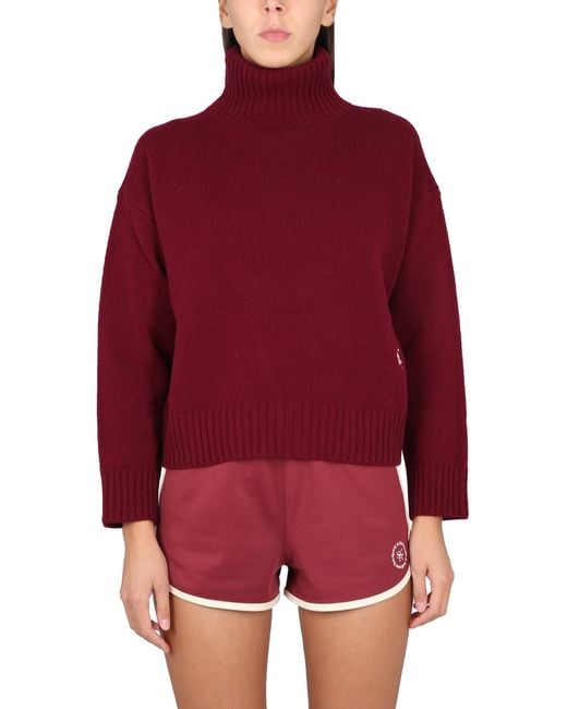 Sporty & Rich Red Knitted Turtle Neck Sweater