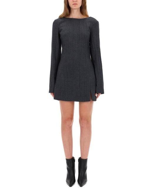Our Legacy Black Fitted Mini Dress With Deep Scoop Back And Ribbed Texture