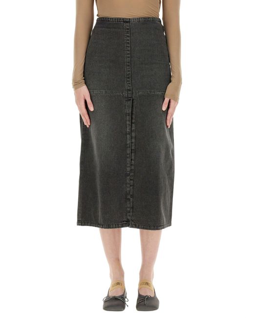 MM6 by Maison Margiela Black Long Denim Skirt