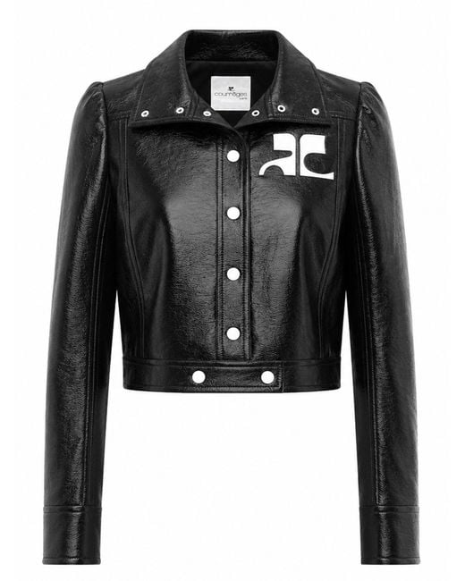 Courreges Black Giacca Crop Con Logo