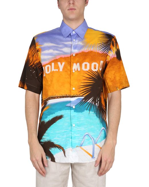 Etro Orange Floral Print Mini Shirt For for men