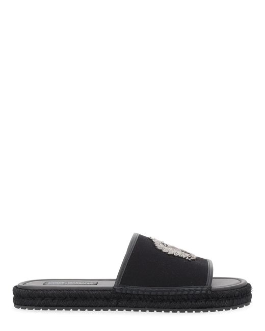 Dolce & Gabbana Black Espadrille With Logo for men