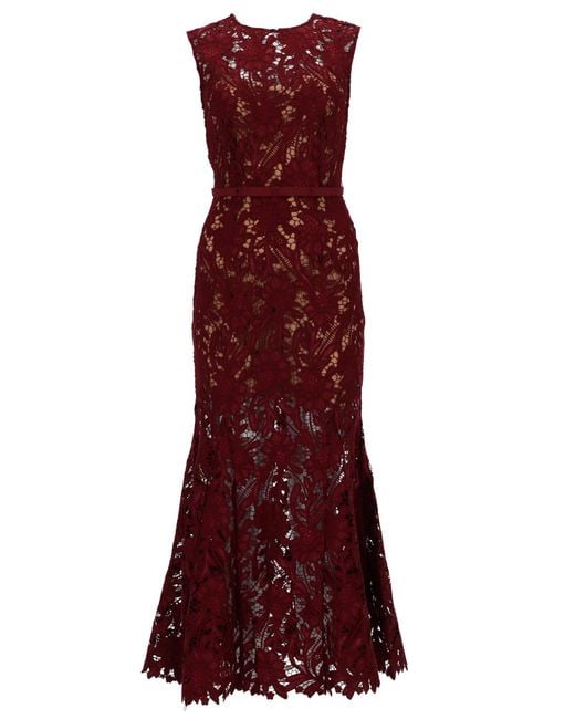Self-Portrait Purple Lace Sheath Midi Dress