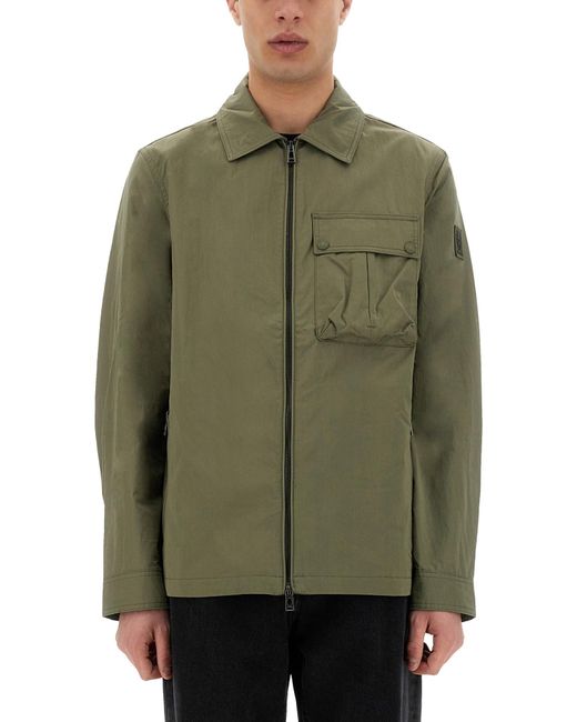 Belstaff Green Zippered Shirt Jacket for men