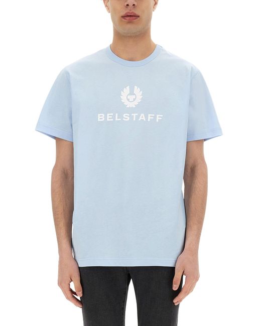 Belstaff Blue T-Shirt With Logo for men