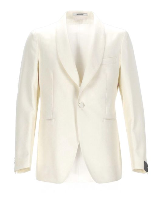Tagliatore White Shawl Lapel Single-Button Blazer for men