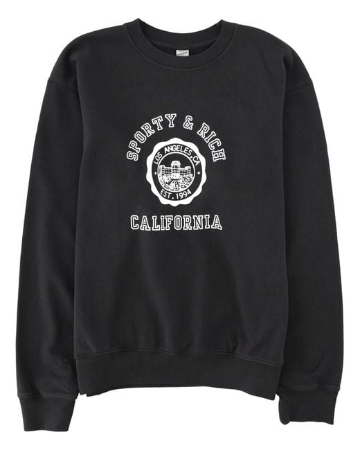 Sporty & Rich Black Felpa California Con Logo