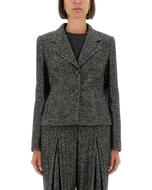 Dolce & Gabbana Gray Single-breasted Jacket In Wool Blend Dot