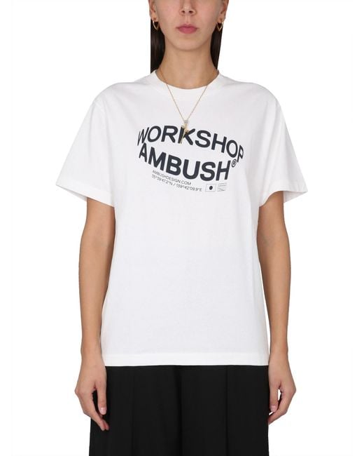Ambush White Logo Cotton T-Shirt