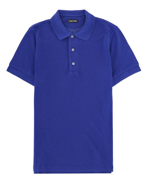 Tom Ford Blue Lyocell And Cotton Polo Shirt for men