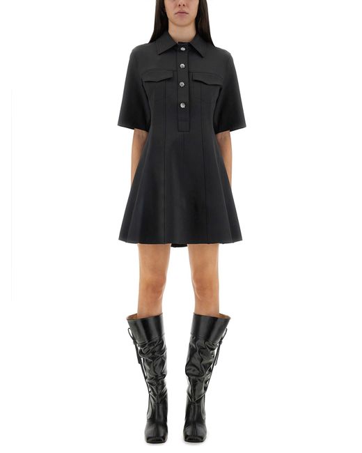 Ganni Black Mini Dress With Scalloped Buttons