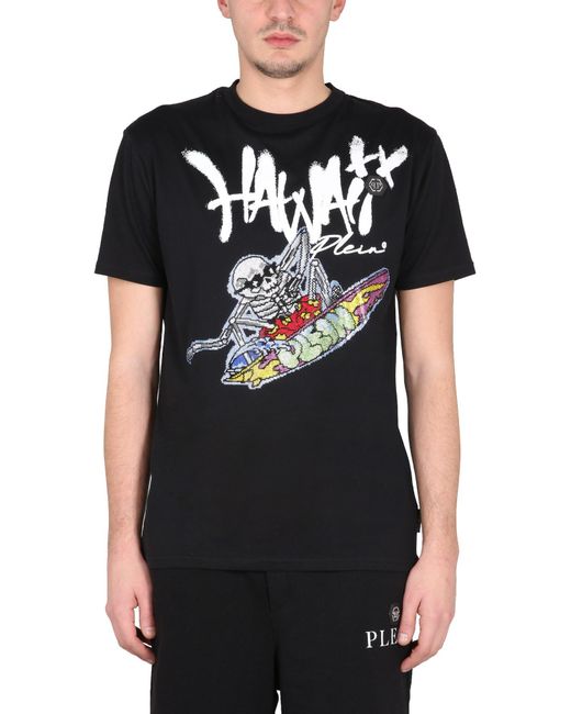 Philipp Plein Black Crewneck T-Shirt for men
