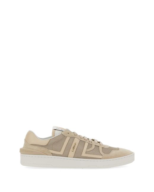 Lanvin White Stylish Mesh And Leather Sneakers For
