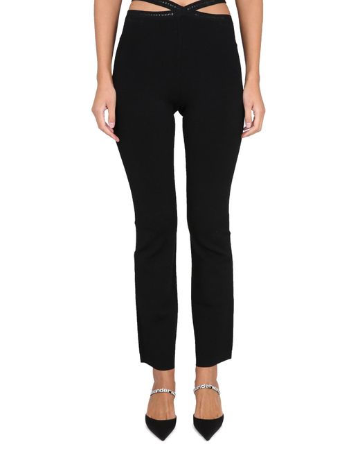 T By Alexander Wang Black Cross Leggings With Logo