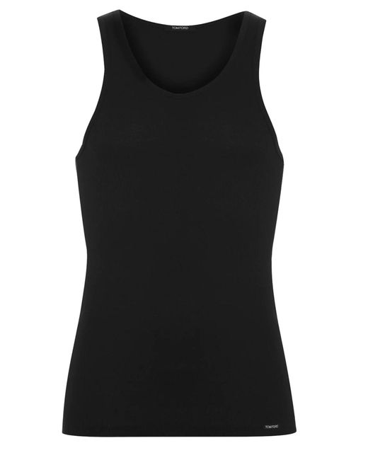 Tom Ford Black Cotton And Modal Tank Top for men